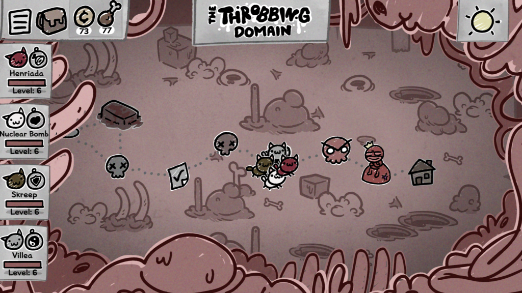 Mewgenics - Game map showing The Throbbing Domain
