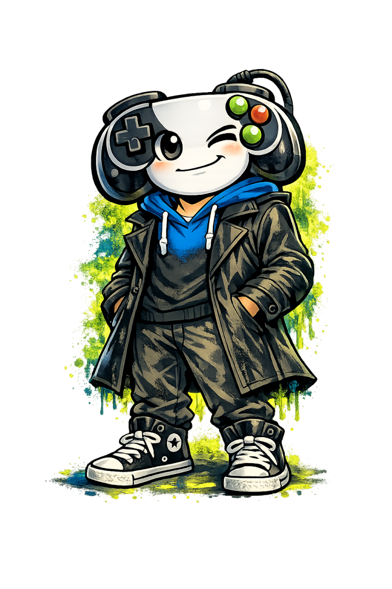 The mascot, Indie, for Indie-cent Exposure - Graffiti background