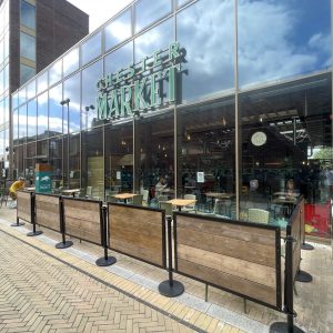 Chester Market - Outside seating area near car park entrance