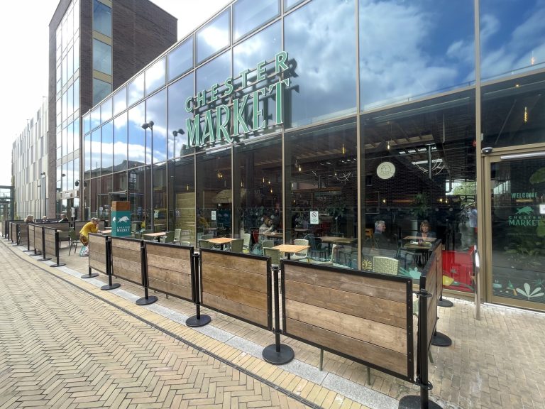 Chester Market - Outside seating area near car park entrance