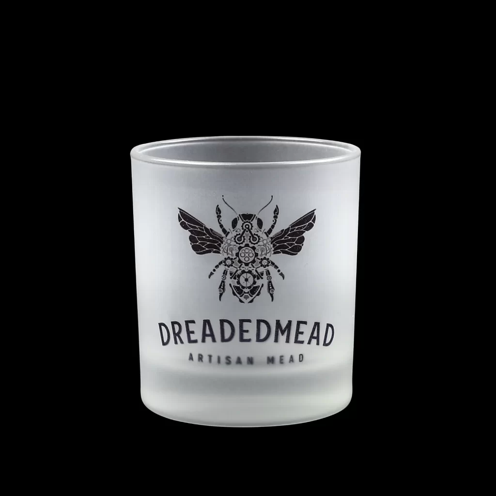 A branded Dreaded Mead glass