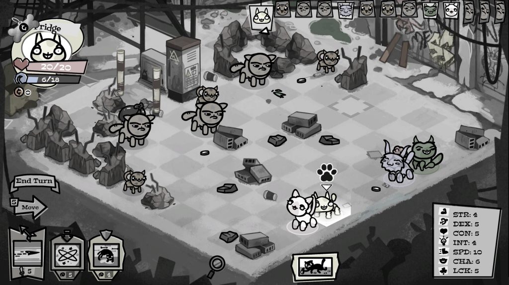 Mewgenics - Cats at the start of a battle
