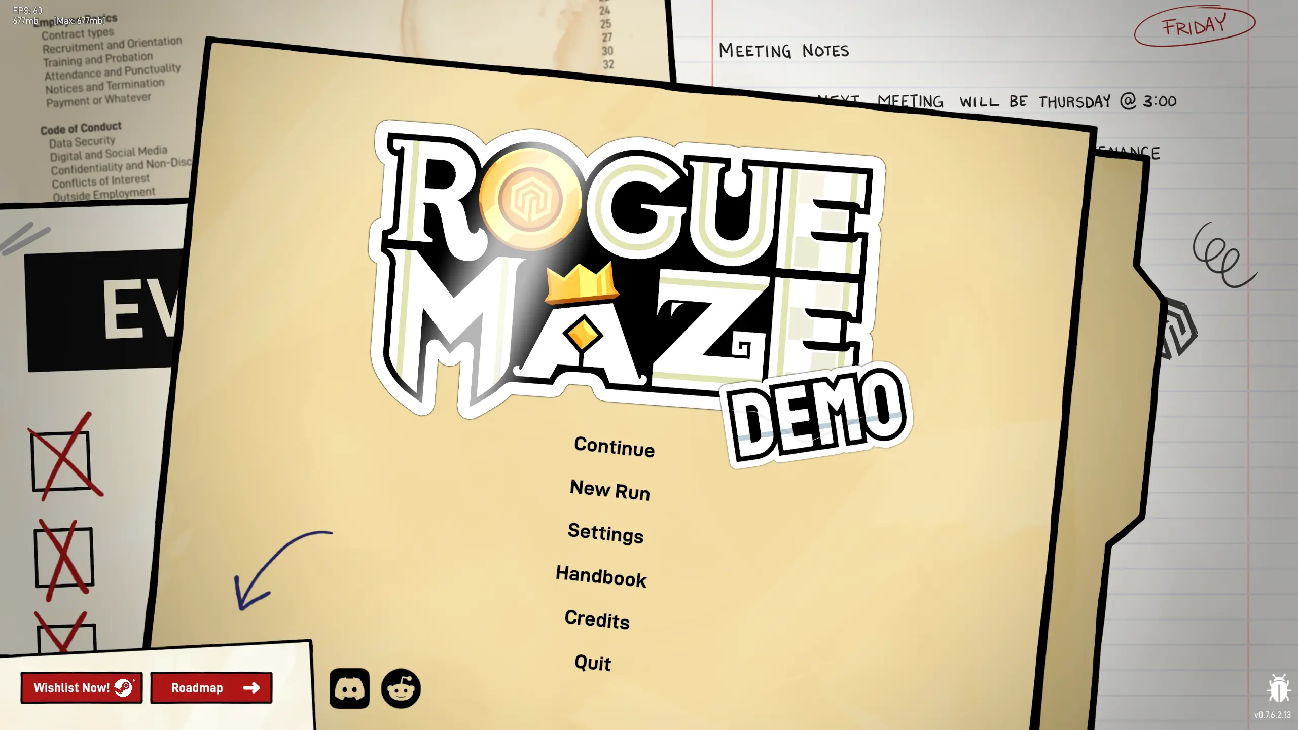 Rogue Maze - Start screen