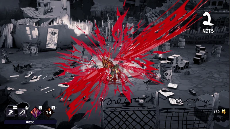 Mexican Ninja - In black and white with red blood splashes