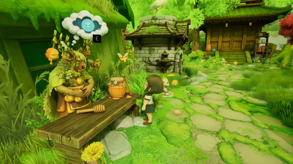 Seina: a Tale of Spirits opens its hand-painted world with a free Steam demo 2 Seina: a Tale of Spirits - Chatting with a shopkeeper selling honey
