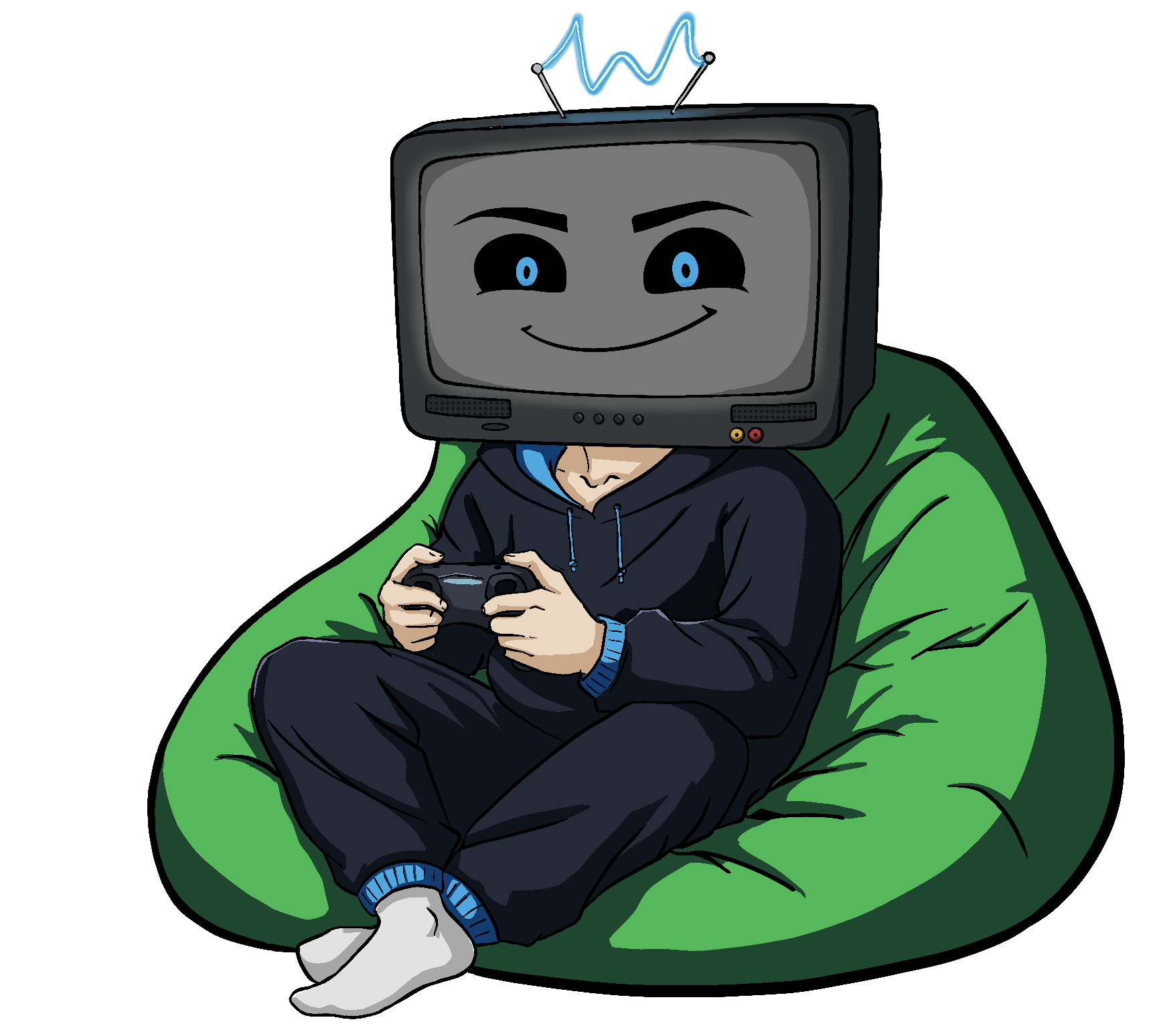 The Indie-cent Exposure Mascot sitting on a beanbag
