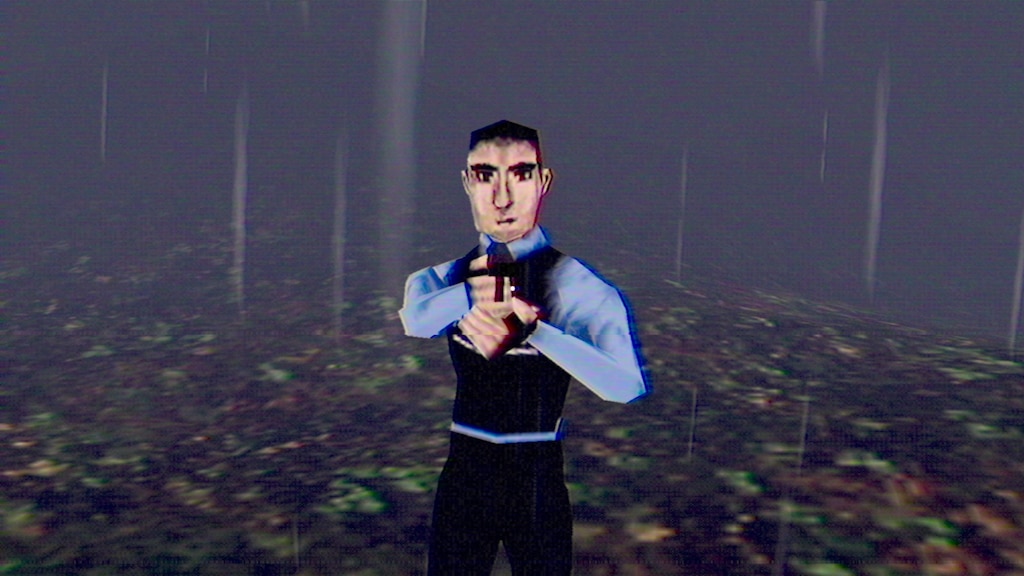 Retro-style horror, Psychopathy Assessment - Police officer aiming a gun at you