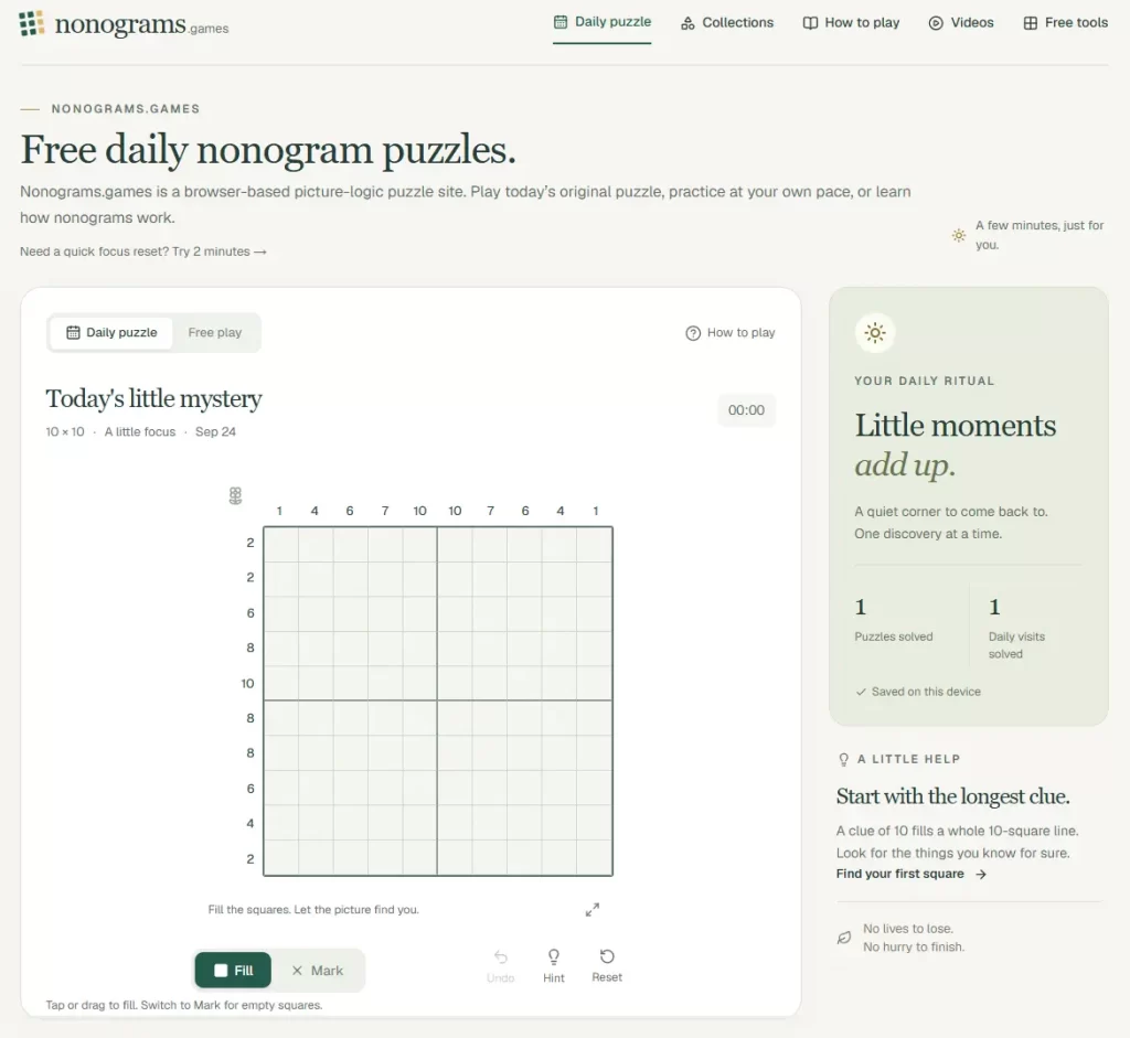 Nonograms.games - Daily puzzle game