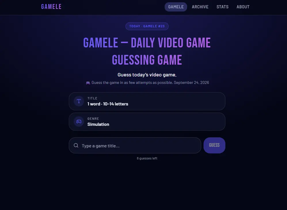 Gamele - Daily video game guessing game