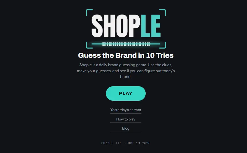 Shople - Homepage/Start screen