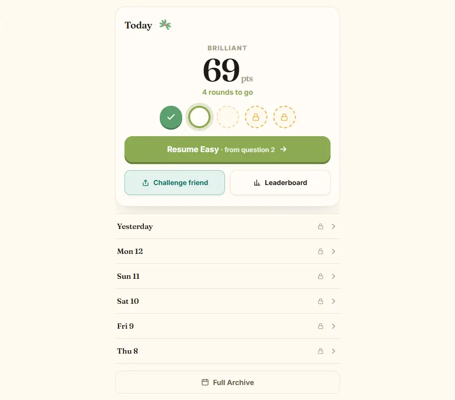Zip Blitz - Daily score