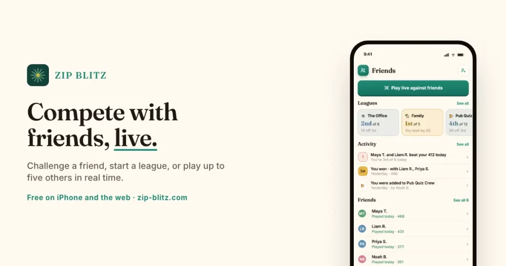 Zip Blitz - Play against friends